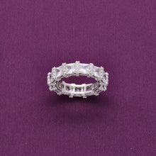  Eternity Band Zircon Studded Statement Silver Ring