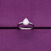 Drop-cut Simple Solitaire Silver Ring