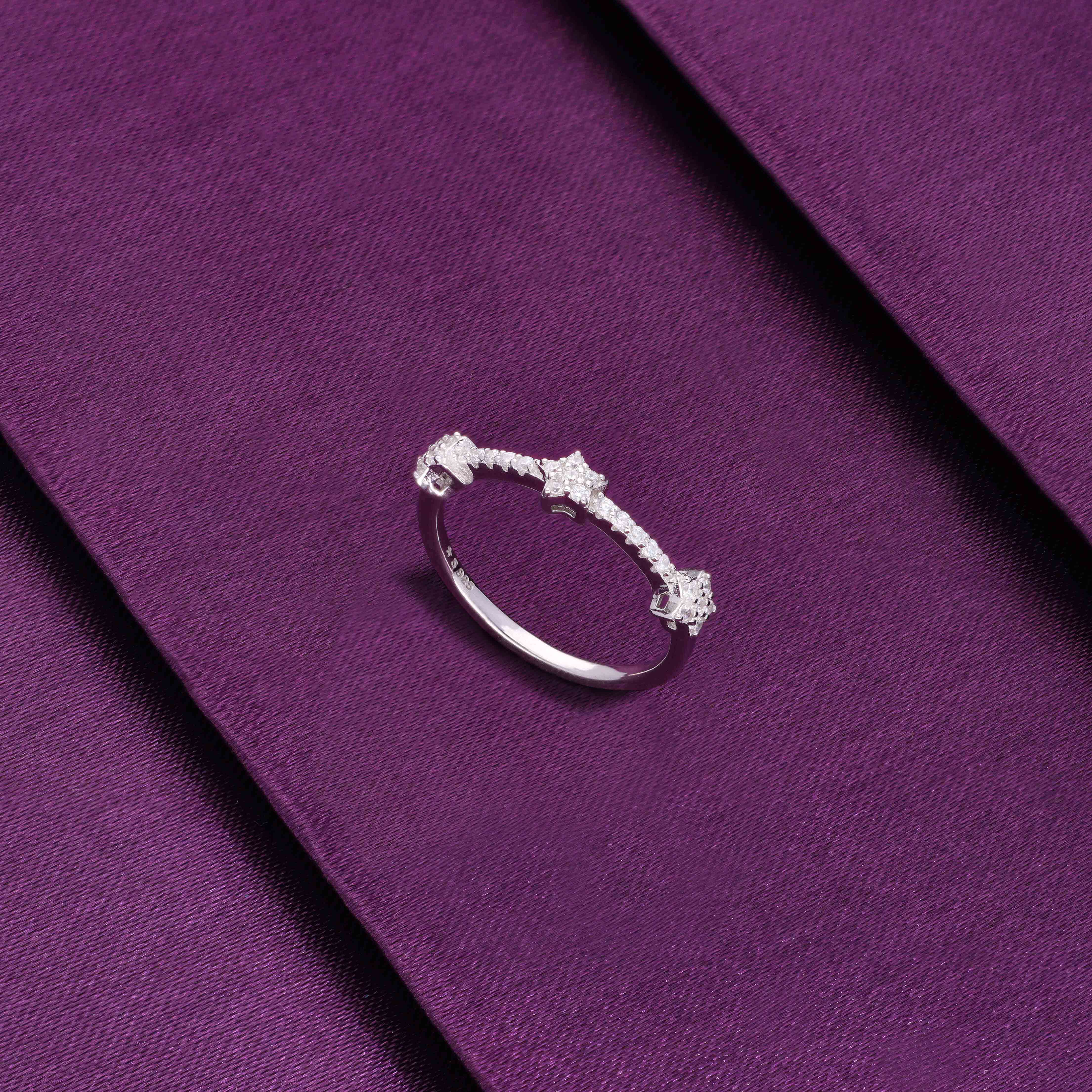 Buy Minimalistic Pave Stars Silver Ring Online | Kai Jewel