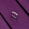 Minimalistic Triple Blossom Zircon Studded Silver Ring