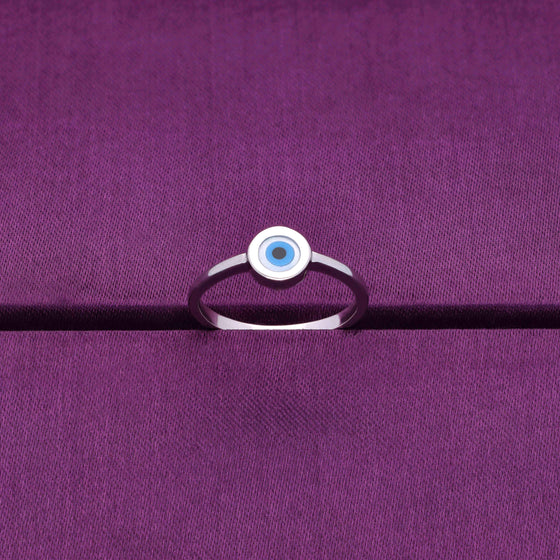 Simply Circular Evil Eye Silver Ring