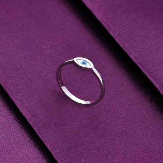 Simply Oval Evil Eye Silver Ring