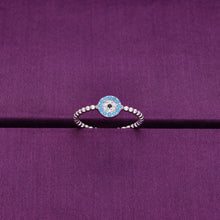  Simply Circular Evil Eye Diamond Studded Silver Ring