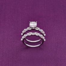  Sparkling Solitaire Silver Minimal Dual Rings