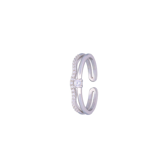 Stylish Layered Strings Silver Minimal Ring