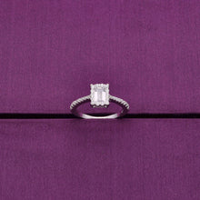  Minimalistic Square Crystal Classic Silver Ring