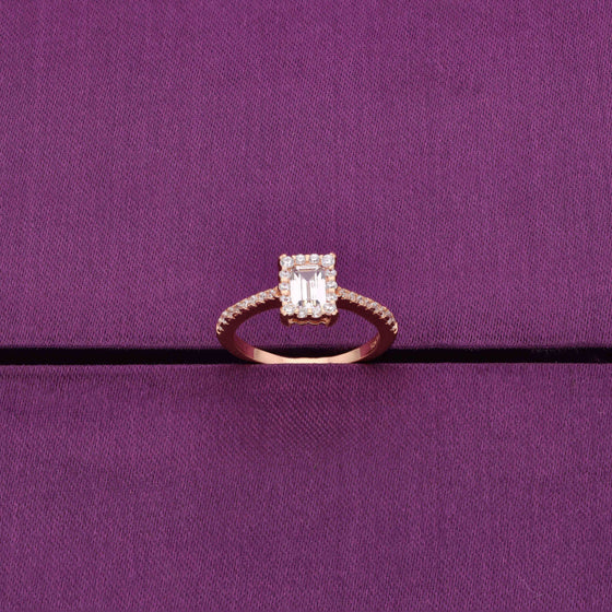 Minimalistic Square Crystal Classic Silver Ring