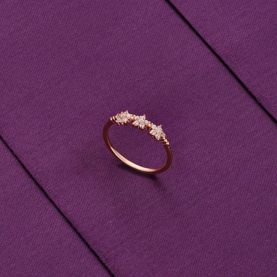 Minimalistic Triple Blossom Zircon Studded Silver Ring
