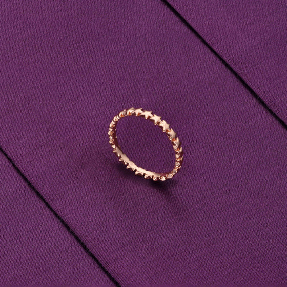 Minimalistic String of Stars Silver Ring