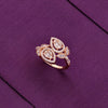 Leafy Teardrop Zircon Studded Silver Minimal Ring