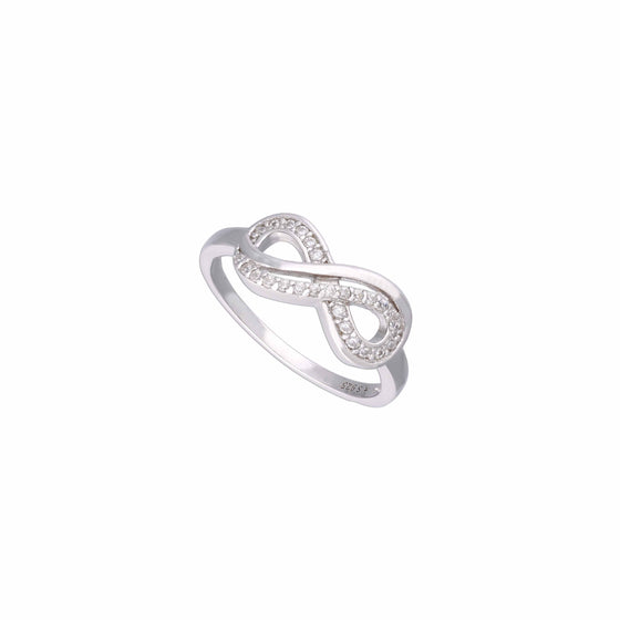 Pave Diamond Infinity Silver Ring