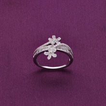  Floral Diamante Delights Silver Ring