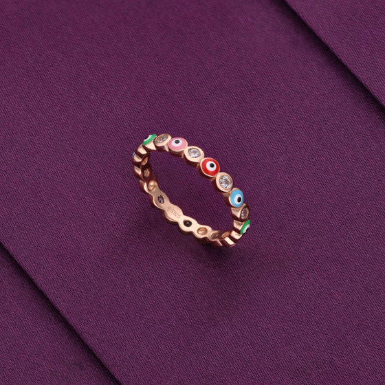 Shining Rainbow Evil Eye Minimal Ring