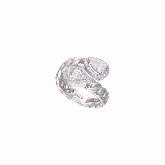Crystal Teardrop Silver Minimal Ring