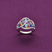  Colorful Bloom Silver Minimal Ring