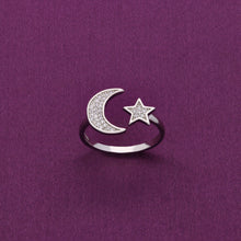  Minimalistic Moon & Star Silver Ring
