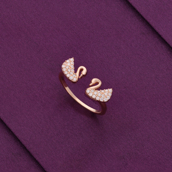 Sparkling Swan Zircon Silver Minimal Ring