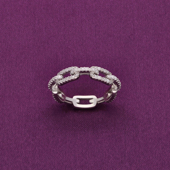 Chic Zircon Studded Link Ring