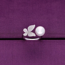  Bejewelled Butterfly Silver Pearl Ring