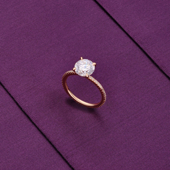 Round-cut Solitaire Zircon Studded Silver Ring
