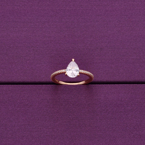 Drop-cut Solitaire Silver Ring