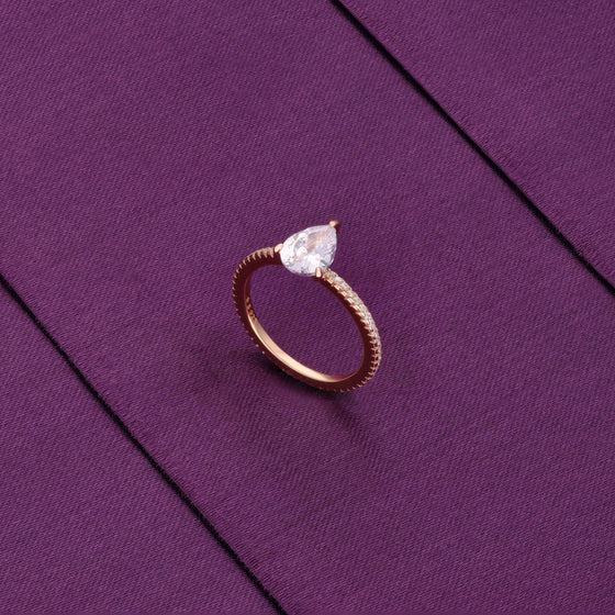 Drop-cut Solitaire Silver Ring