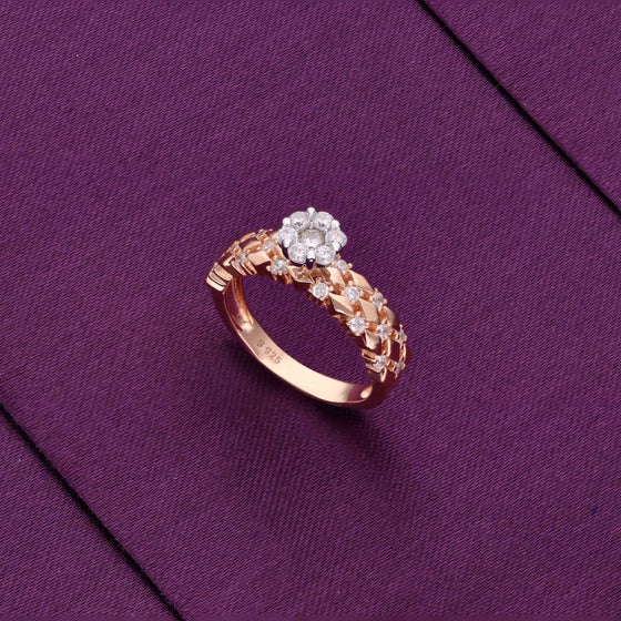 Aura Of Class Zircon Studded Solitaire Rose Gold Ring