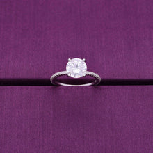  Round-cut Solitaire Zircon Studded Silver Ring