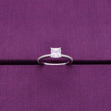  Square-cut Solitaire Silver Ring