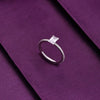 Rectangle-cut Solitaire Silver Ring