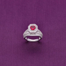  Pave Zircon Studded Pink Solitaire Silver Ring