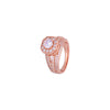 Pave Zircon Studded Pink Solitaire Silver Ring