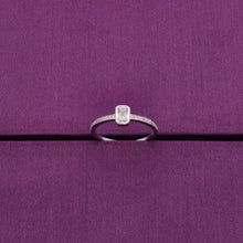  Rectangular Crystal Zircon Studded Statement Silver Ring