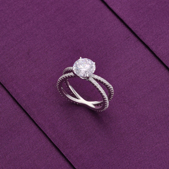 Swivelling Solitaire Statement Silver Ring