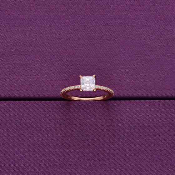 Square-cut Solitaire Silver Ring