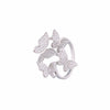 Pave Zircon Studded Butterflies Statement Silver Ring