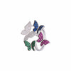 Pave Zircon Studded Butterflies Statement Silver Ring