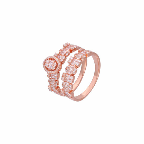 Pair Of Blingy Sophistication Statement Rose Gold Ring