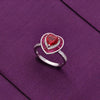 Red Heart Full Of Love Statement Silver Ring