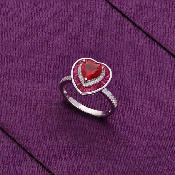 Pink Heart Full Of Love Statement Silver Ring