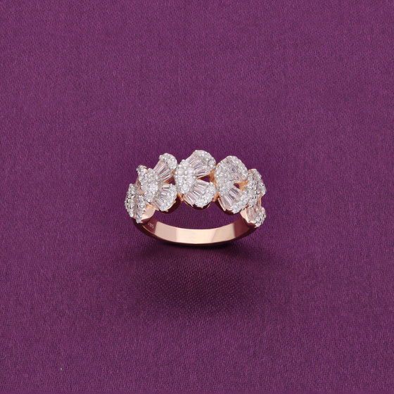 Chic Baguette-cut Zircon Studded Statement Silver Ring