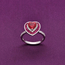  Pink Heart Full Of Love Statement Silver Ring