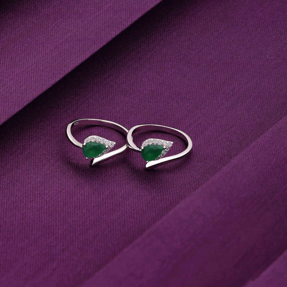 Green Stylish Leaf Silver Toe Ring