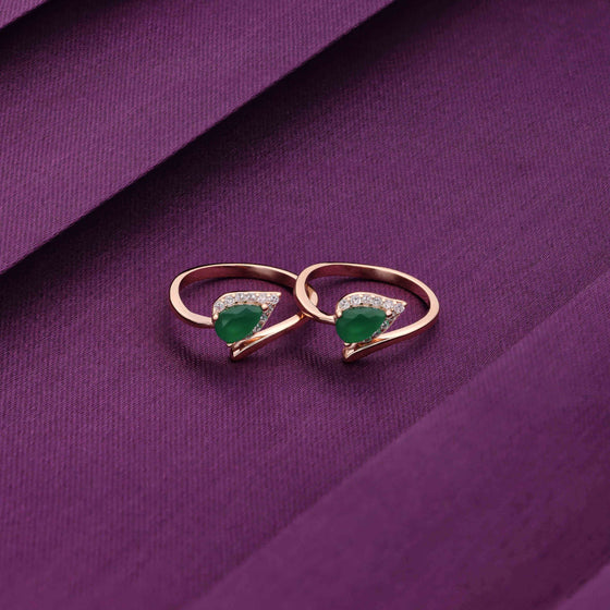 Green Stylish Leaf Silver Toe Ring