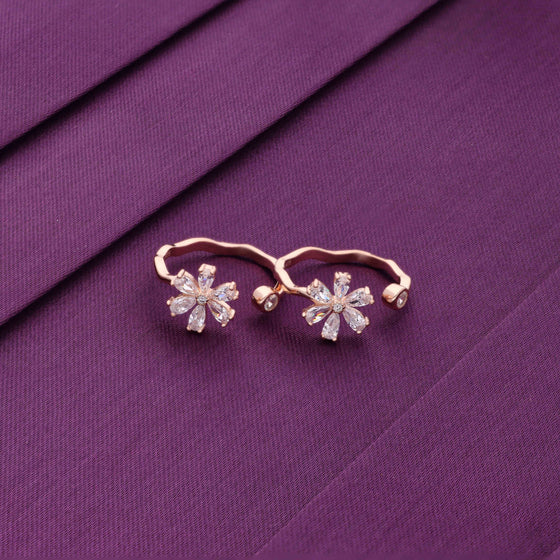 Zircon Floral Silver Toe Rings